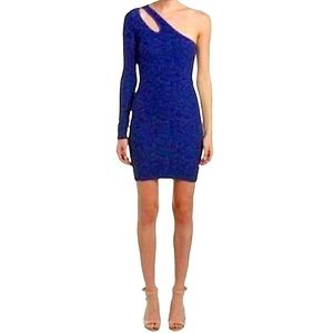NWT BCBGeneration Bodycon Blue One Shoulder Form-Fitting Mini Dress Size XS